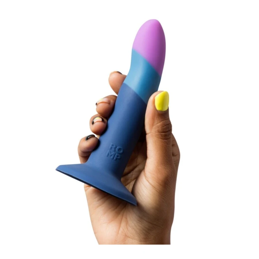 ROMP - PICCOLO DILDO DE SILICONE COM VENTOSA TRICOLORIDA 14 CM